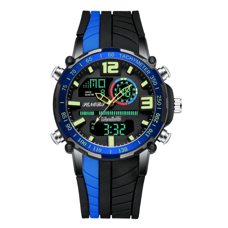 Dual Display Digitaluhr Outdoor Sport Wecker Kalender Chronograph Nachtleuchtende Wasserdichte Uhr