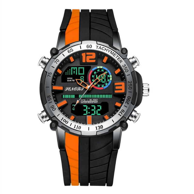 Dual Display Digitaluhr Outdoor Sport Wecker Kalender Chronograph Nachtleuchtende Wasserdichte Uhr