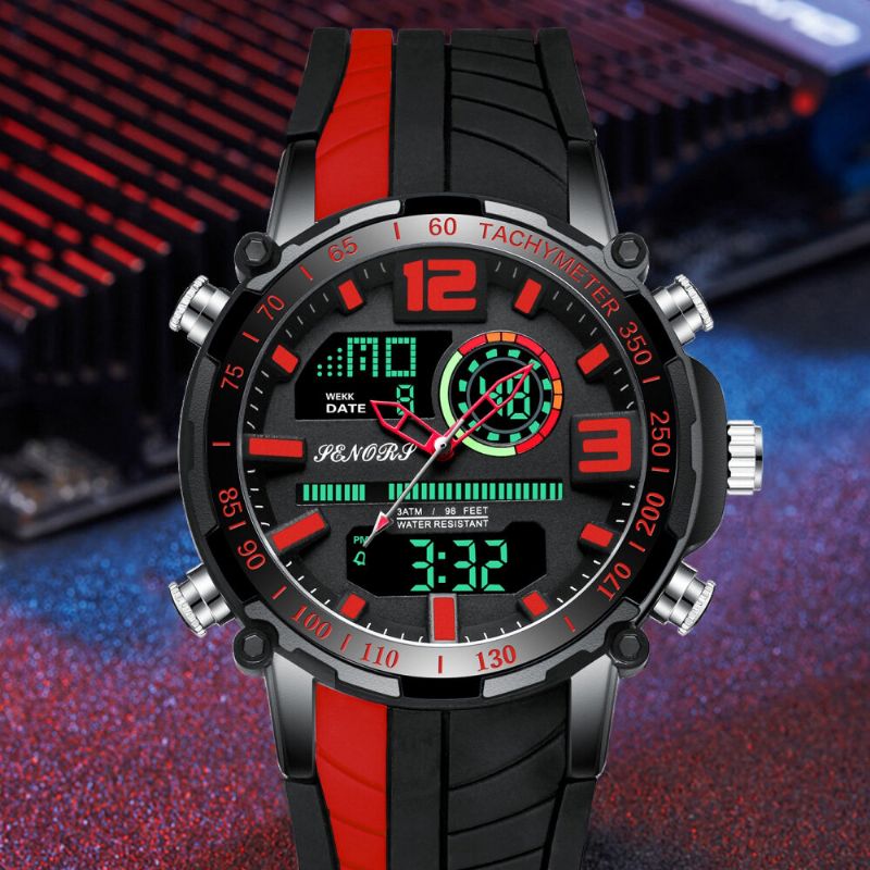 Dual Display Digitaluhr Outdoor Sport Wecker Kalender Chronograph Nachtleuchtende Wasserdichte Uhr