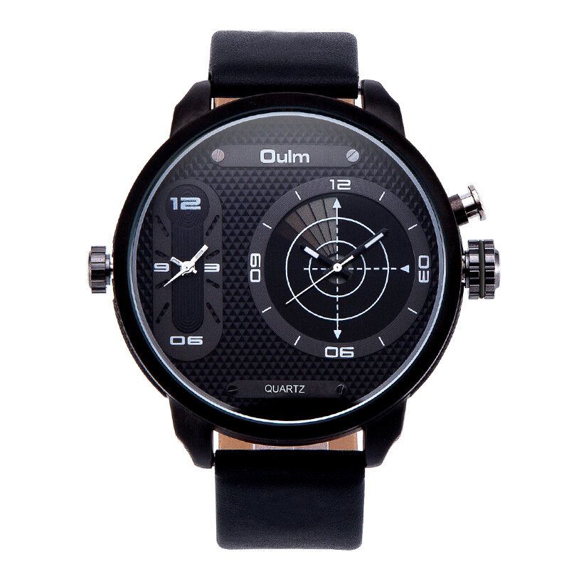 Dual Time Zone Big Dial Creative Watch Einzigartiges Design Herren Quarzuhren