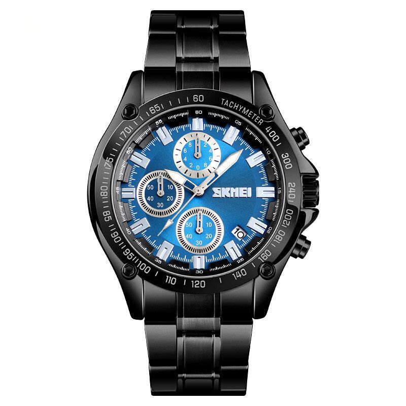 Edelstahlband Herrenuhr Running Seconds Chronograph Wasserdicht Business Quarzuhr