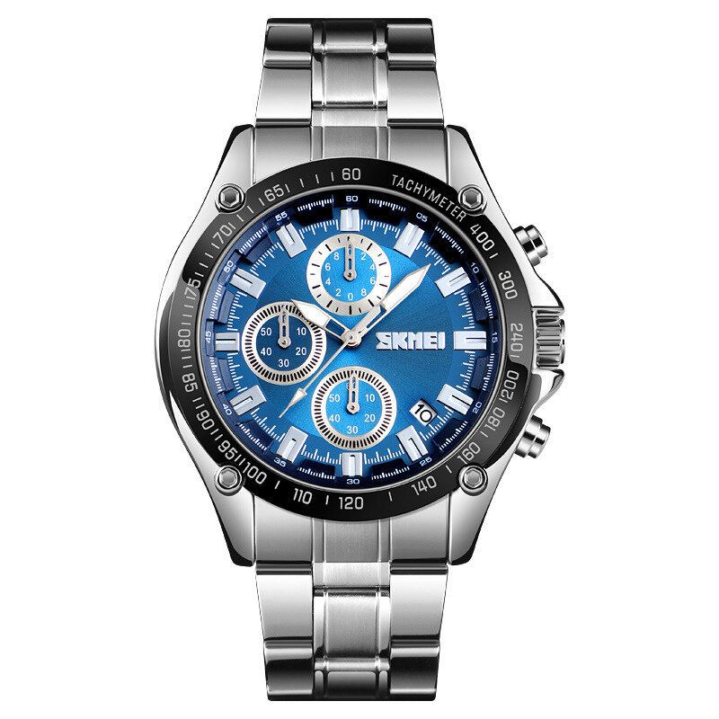 Edelstahlband Herrenuhr Running Seconds Chronograph Wasserdicht Business Quarzuhr