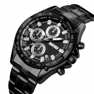 Edelstahlband Herrenuhr Running Seconds Chronograph Wasserdicht Business Quarzuhr