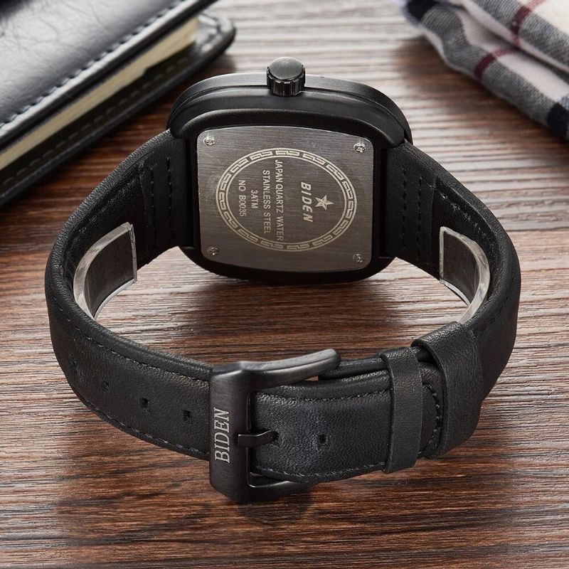 Einzigartiges Design Kreative Quarzuhr Echtes Leder Band Herren Armbanduhr