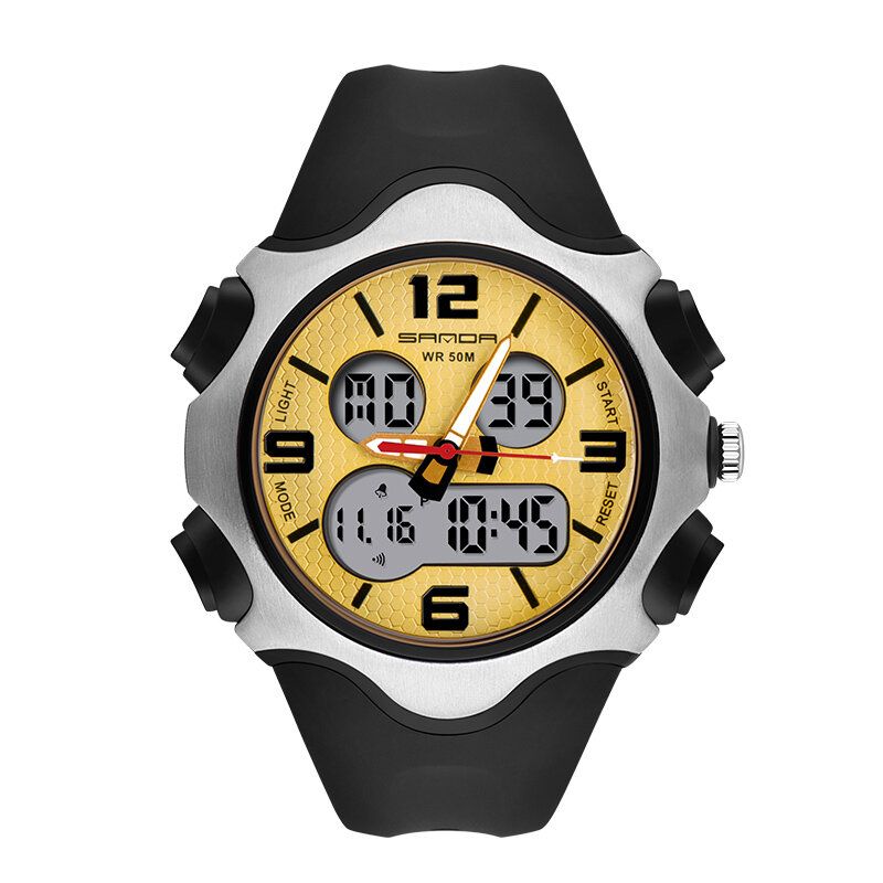 Fashion 12/24 Stunden Stoppuhr Timing Luminous Display Wasserdichte Herren Dual Display Digitaluhr