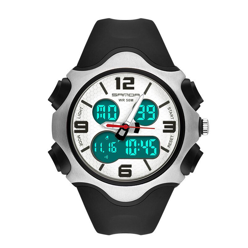 Fashion 12/24 Stunden Stoppuhr Timing Luminous Display Wasserdichte Herren Dual Display Digitaluhr