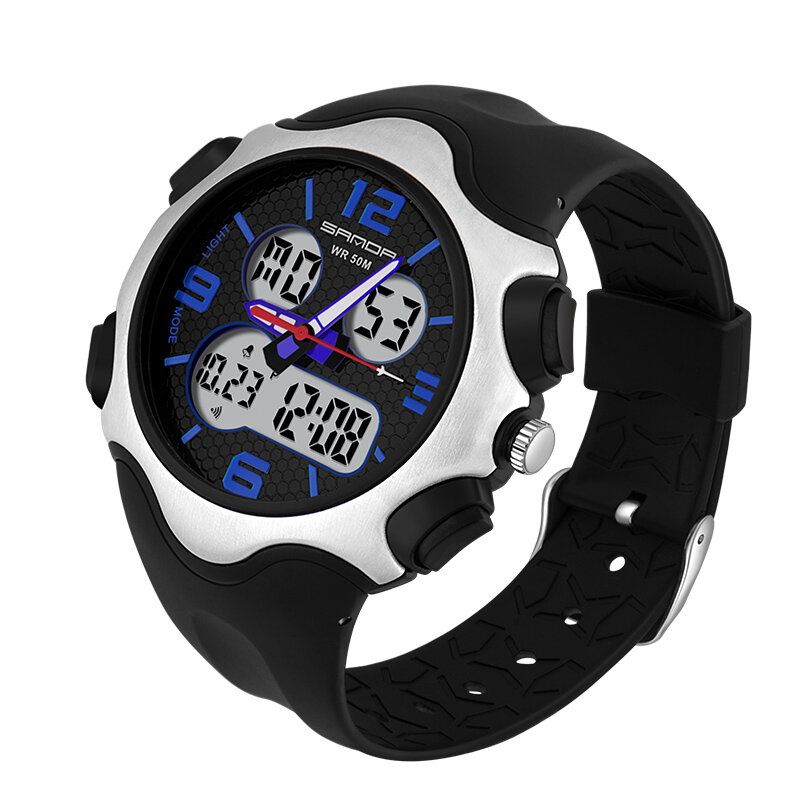 Fashion 12/24 Stunden Stoppuhr Timing Luminous Display Wasserdichte Herren Dual Display Digitaluhr