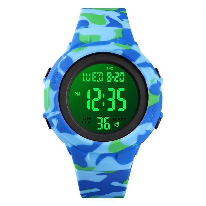 Fashion 50m Wasserdichte Leuchtanzeige Countdown Alarm Stoppuhr Herren Sport Digitaluhr