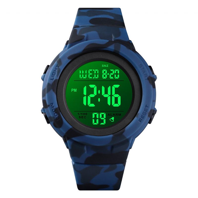 Fashion 50m Wasserdichte Leuchtanzeige Countdown Alarm Stoppuhr Herren Sport Digitaluhr