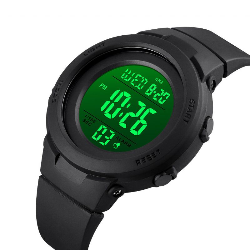 Fashion 50m Wasserdichte Leuchtanzeige Countdown Alarm Stoppuhr Herren Sport Digitaluhr