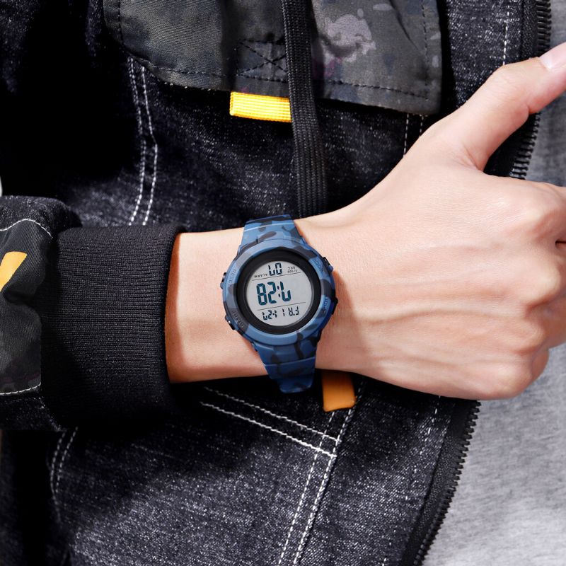 Fashion 50m Wasserdichte Leuchtanzeige Countdown Alarm Stoppuhr Herren Sport Digitaluhr