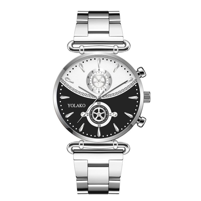 Fashion Casual Steel Alloy Mesh Strap Personality Gear Dial Quarzuhr Für Männer Frauen