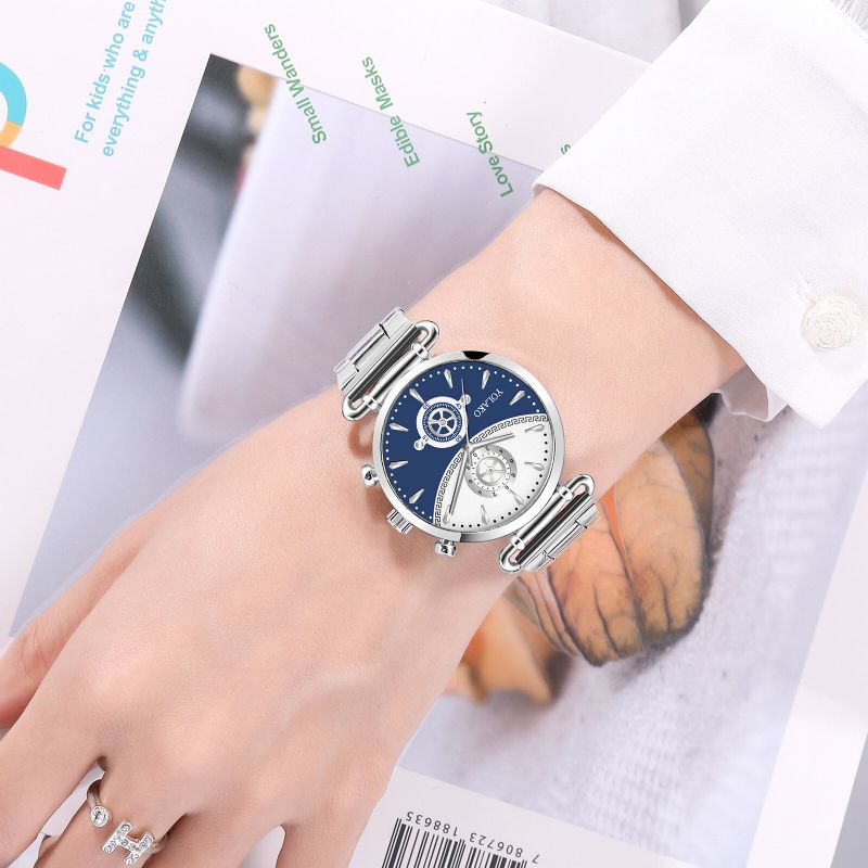 Fashion Casual Steel Alloy Mesh Strap Personality Gear Dial Quarzuhr Für Männer Frauen