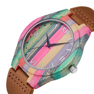 Fashion Colorful Case Dial Lederband Creative Style Casual Herrenuhr Quarzuhr