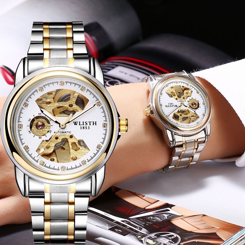 Fashion Hollow Dial Luminous Pointer Business Style Herrenuhr Automatische Mechanische Uhr