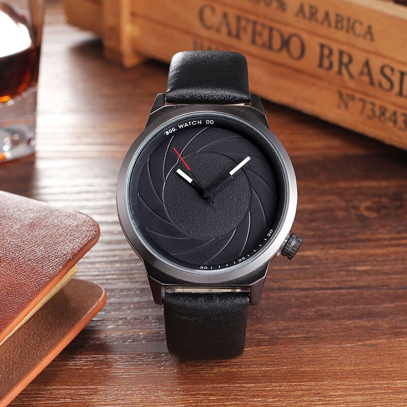 Fashion Leather Mesh Strap Creative Dial Herrenuhr Quarzuhr