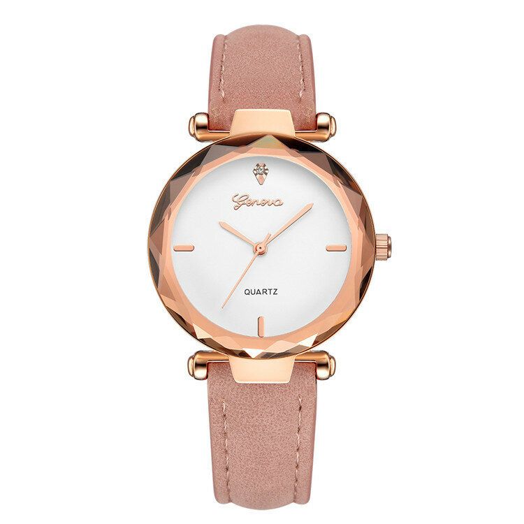 Fashion Leather Strap Simple Dial Design Metallgehäuse Damenuhr Damen Dress Quarta Watch