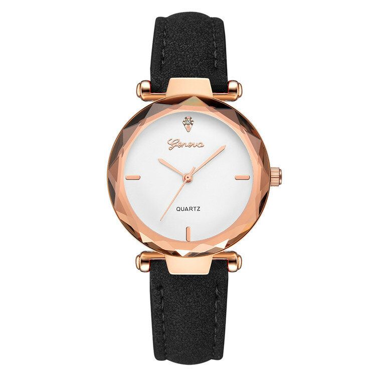 Fashion Leather Strap Simple Dial Design Metallgehäuse Damenuhr Damen Dress Quarta Watch