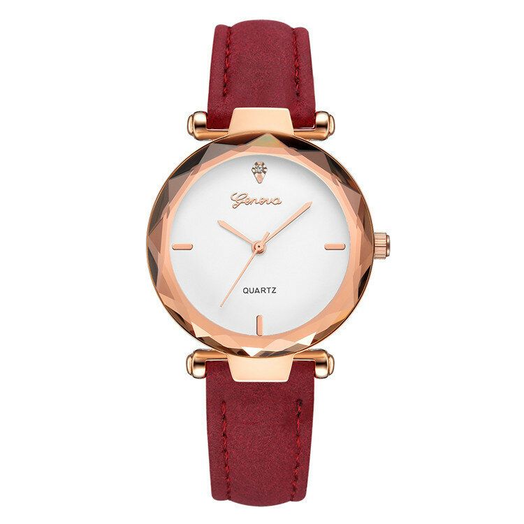 Fashion Leather Strap Simple Dial Design Metallgehäuse Damenuhr Damen Dress Quarta Watch