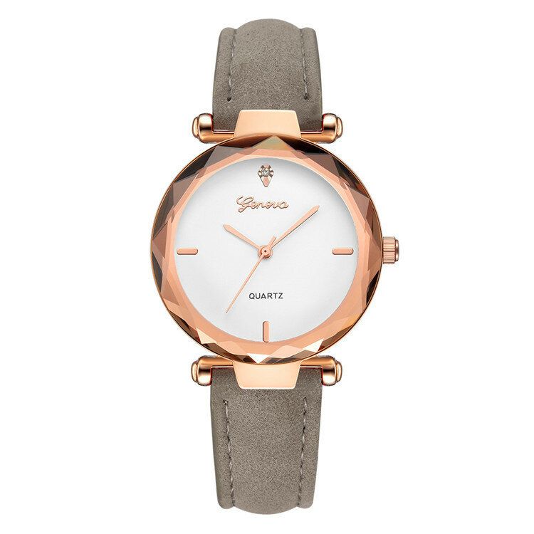 Fashion Leather Strap Simple Dial Design Metallgehäuse Damenuhr Damen Dress Quarta Watch