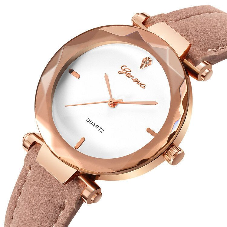 Fashion Leather Strap Simple Dial Design Metallgehäuse Damenuhr Damen Dress Quarta Watch