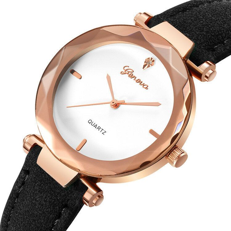 Fashion Leather Strap Simple Dial Design Metallgehäuse Damenuhr Damen Dress Quarta Watch