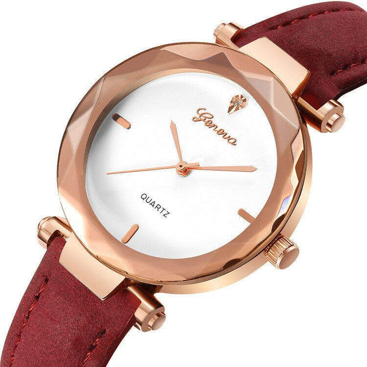 Fashion Leather Strap Simple Dial Design Metallgehäuse Damenuhr Damen Dress Quarta Watch