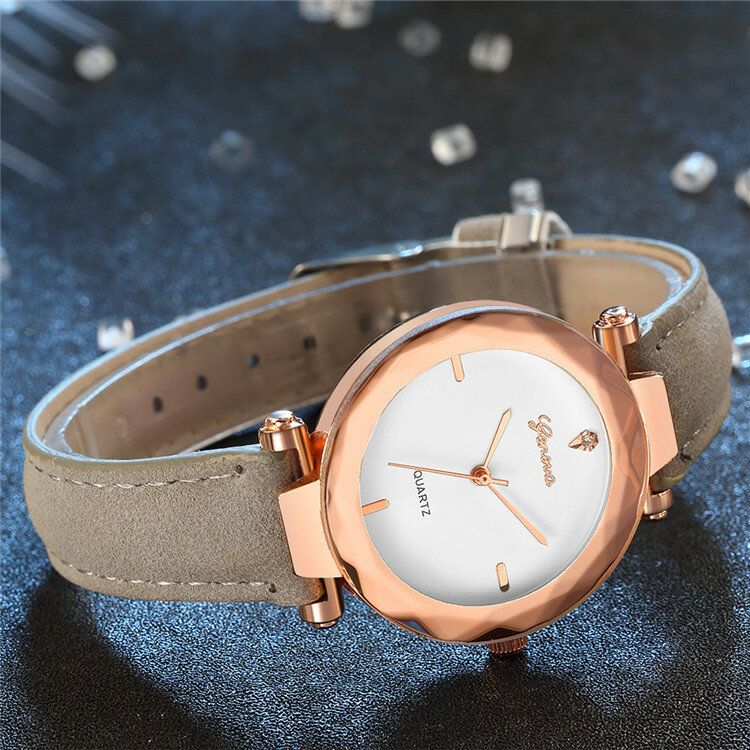 Fashion Leather Strap Simple Dial Design Metallgehäuse Damenuhr Damen Dress Quarta Watch