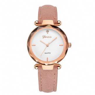 Fashion Leather Strap Simple Dial Design Metallgehäuse Damenuhr Damen Dress Quarta Watch