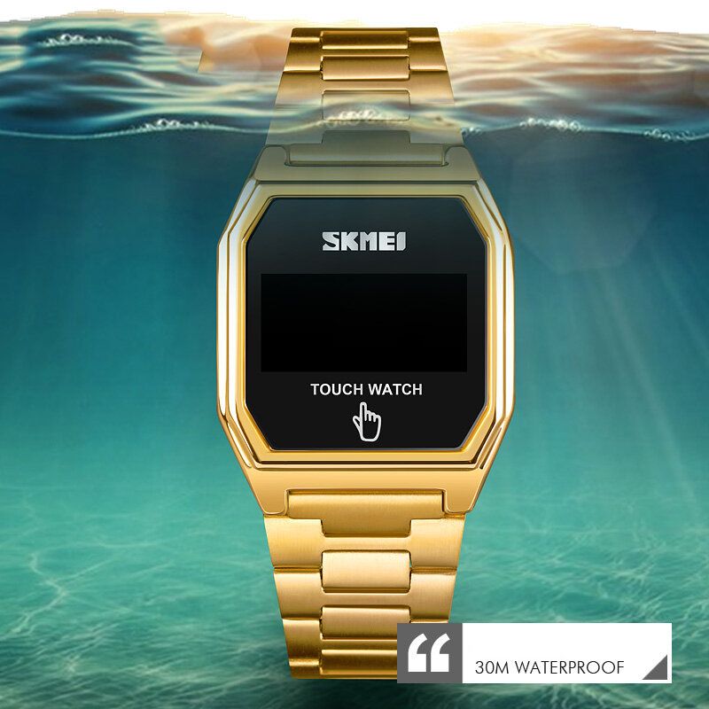 Fashion Led Display Luminous Smart Touch 30m Wasserdichte Digitaluhr Mit Edelstahlarmband