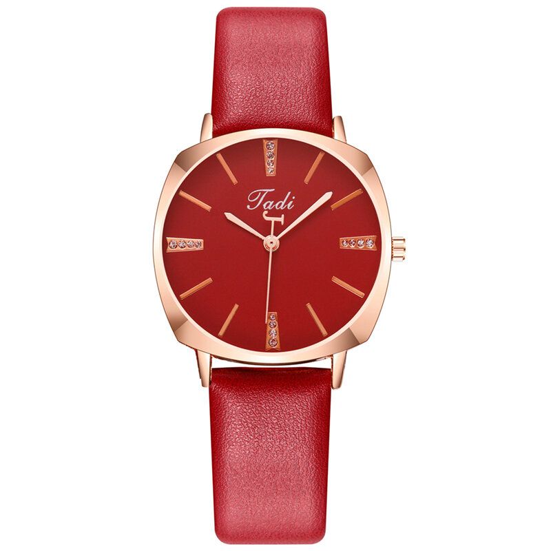 Fashion No Number Round Dial Pu-lederband Damen Quarzuhr