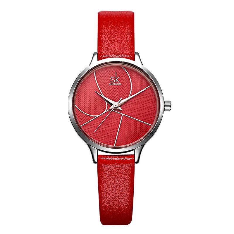 Fashion Simple Dial Auffälliges Lederband Damen Quarzuhr