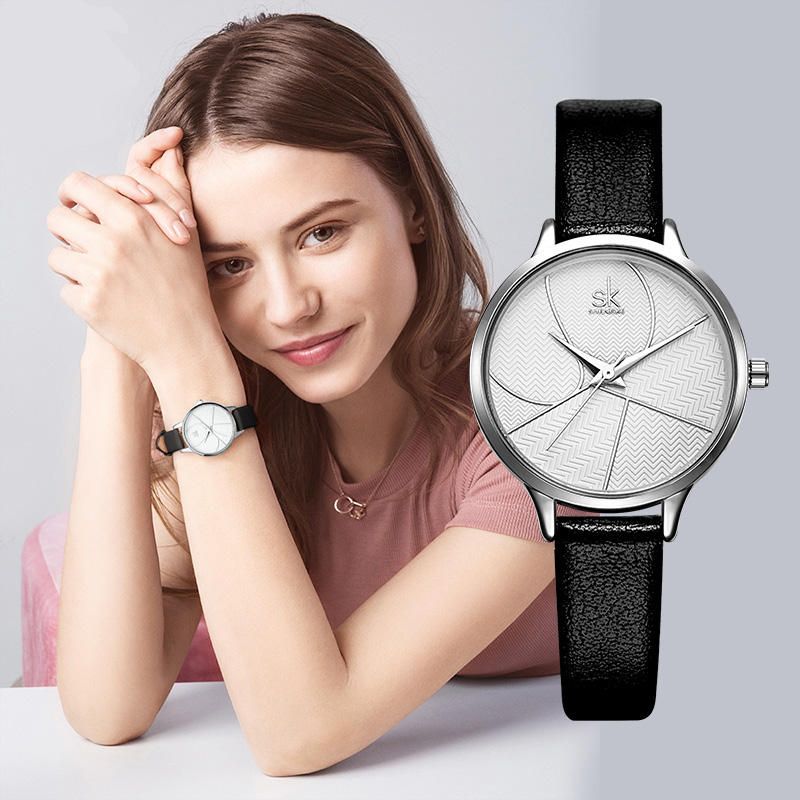 Fashion Simple Dial Auffälliges Lederband Damen Quarzuhr