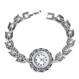 Graue Kristallfrauen-armband-uhr-moderne Retroart-quarz-uhr