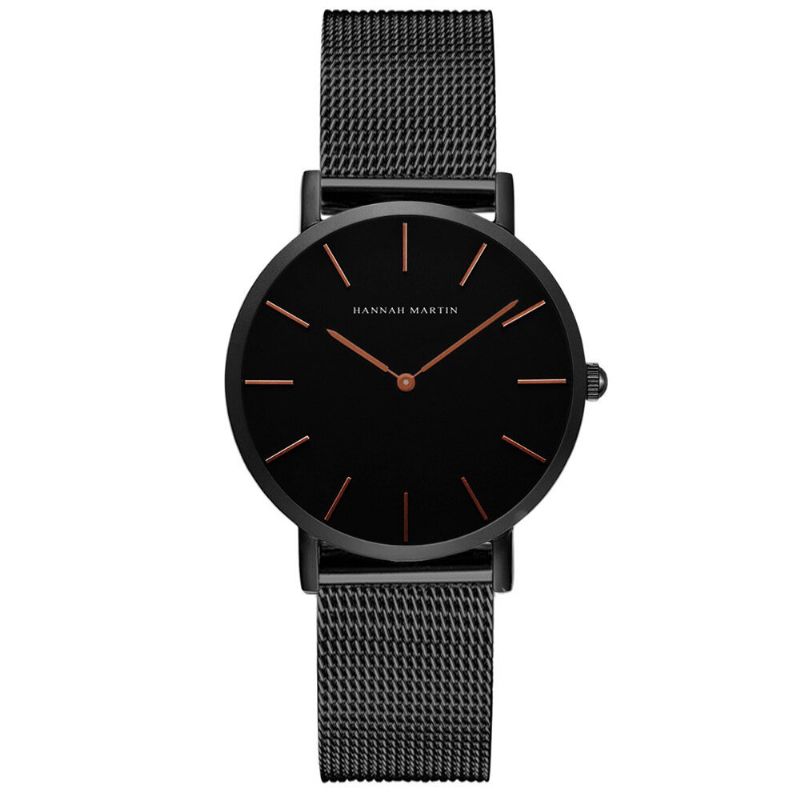 Hannah Martin Ch36 Fashion Casual Simple Big Dial Steel Mesh Strap Wasserdichte Damen Quarzuhr