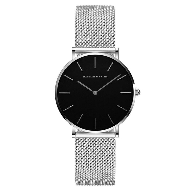 Hannah Martin Ch36 Fashion Casual Simple Big Dial Steel Mesh Strap Wasserdichte Damen Quarzuhr