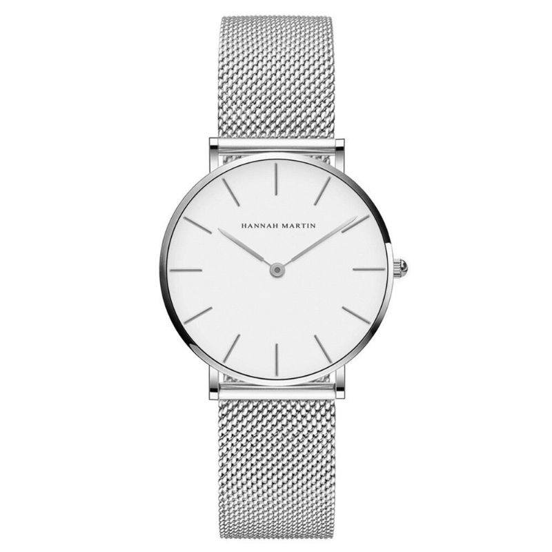 Hannah Martin Ch36 Fashion Casual Simple Big Dial Steel Mesh Strap Wasserdichte Damen Quarzuhr