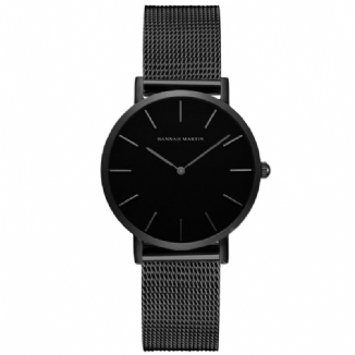 Hannah Martin Ch36 Fashion Casual Simple Big Dial Steel Mesh Strap Wasserdichte Damen Quarzuhr