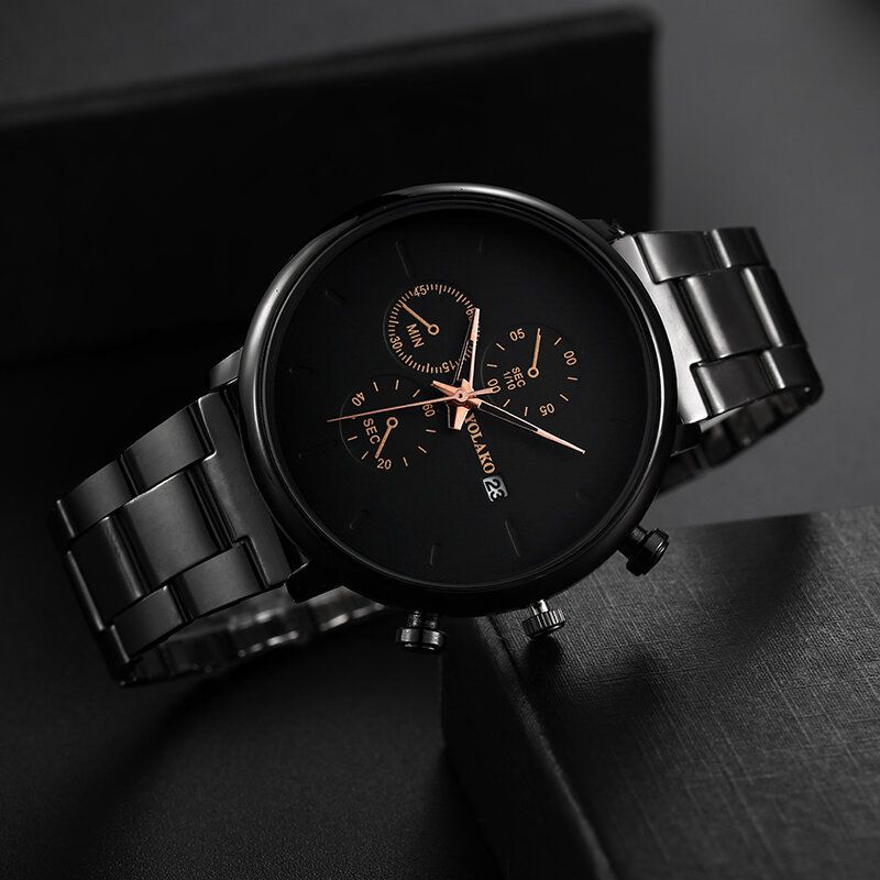 High Hardness Glass Fashion Full Metal Strap Herren Wasserdichte Uhr Quarzuhr