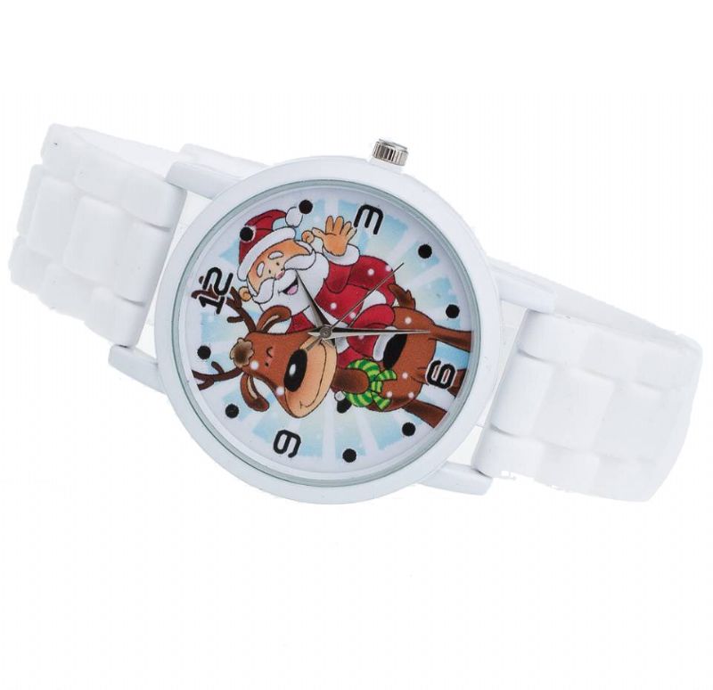 Karikatur-weihnachtsmann Und Rentier-muster-silikon-bügel-uhr Nette Kind-uhr Mode-kind-quarz-uhr