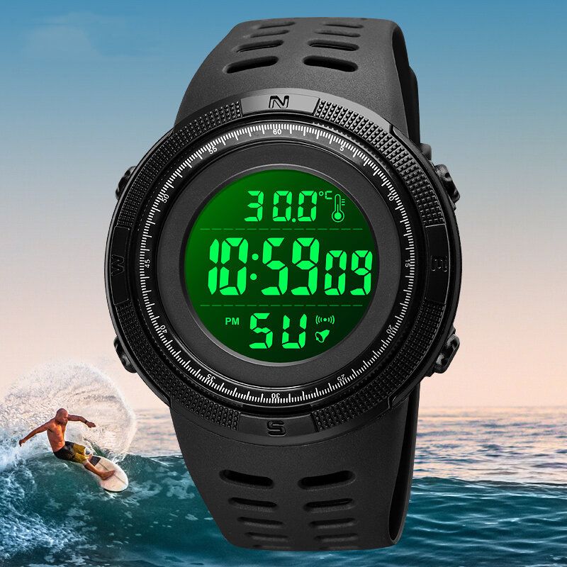 Körpertemperaturüberwachung Datum Woche Leuchtanzeige Chronograph Wasserdichte Mode-universal-digitaluhr