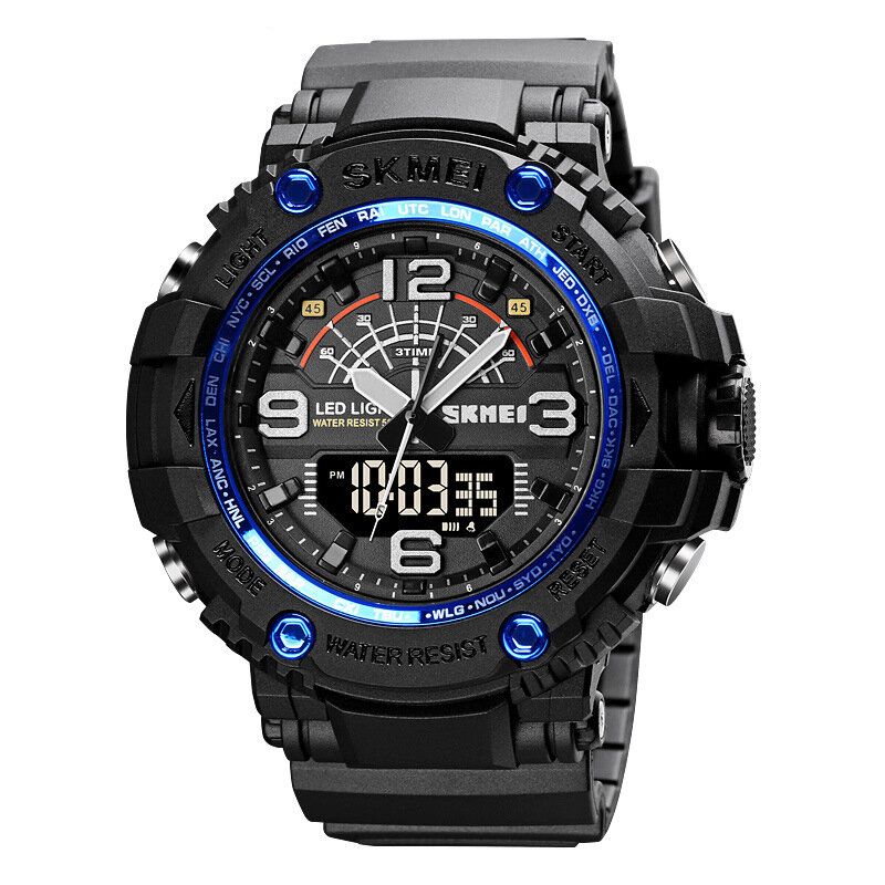 Led Light Sport Herren Digitaluhr 5 Atm Wasserdichte Stoppuhr Camouflage Dual Display Uhr