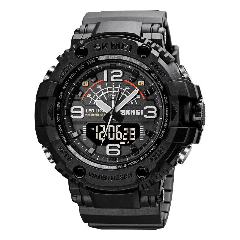 Led Light Sport Herren Digitaluhr 5 Atm Wasserdichte Stoppuhr Camouflage Dual Display Uhr