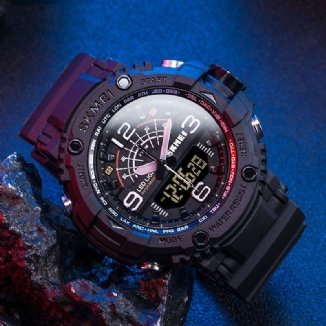 Led Light Sport Herren Digitaluhr 5 Atm Wasserdichte Stoppuhr Camouflage Dual Display Uhr