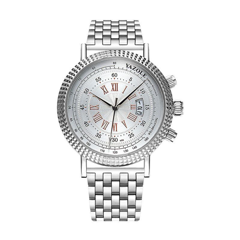 Lederband Römische Ziffern Crystal Dial Fashion Herren Quarzuhr