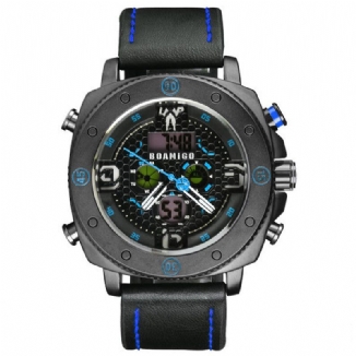 Mode Herren Digitaluhr Creative Dial Luminous Week Display Chronograph Led Dual Display Watch