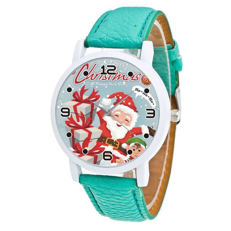 Mode Weihnachten Weihnachtsmann Mit Geschenk Muster Niedlich Uhr Lederband Herren Damen Quartxz Uhr