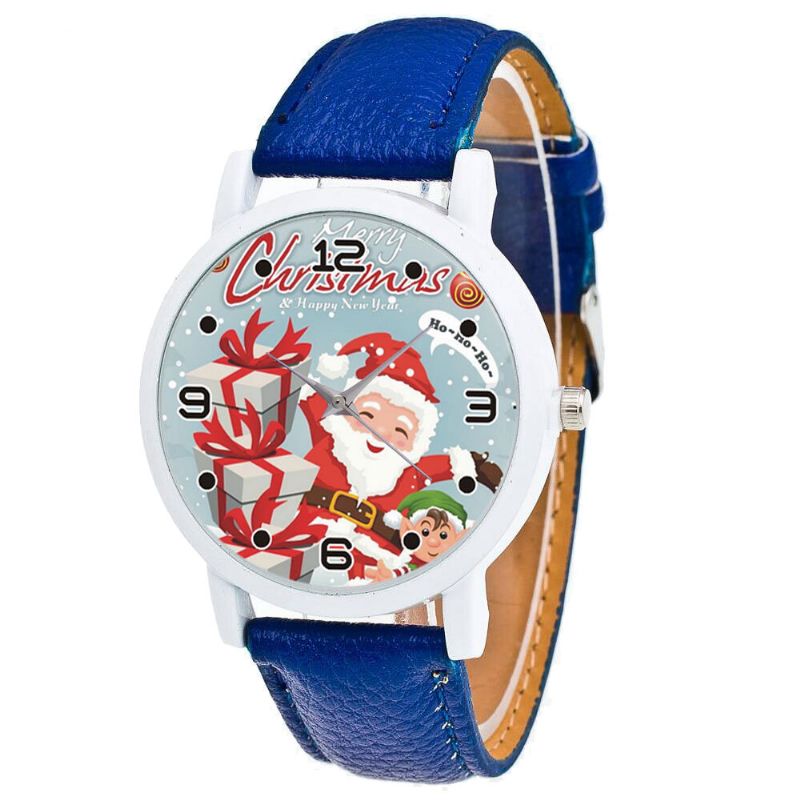 Mode Weihnachten Weihnachtsmann Mit Geschenk Muster Niedlich Uhr Lederband Herren Damen Quartxz Uhr