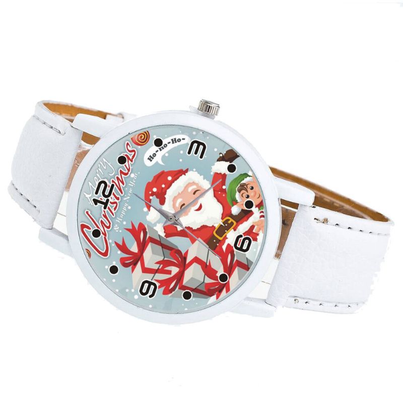 Mode Weihnachten Weihnachtsmann Mit Geschenk Muster Niedlich Uhr Lederband Herren Damen Quartxz Uhr