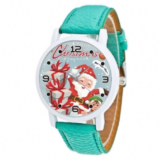 Mode Weihnachten Weihnachtsmann Mit Geschenk Muster Niedlich Uhr Lederband Herren Damen Quartxz Uhr